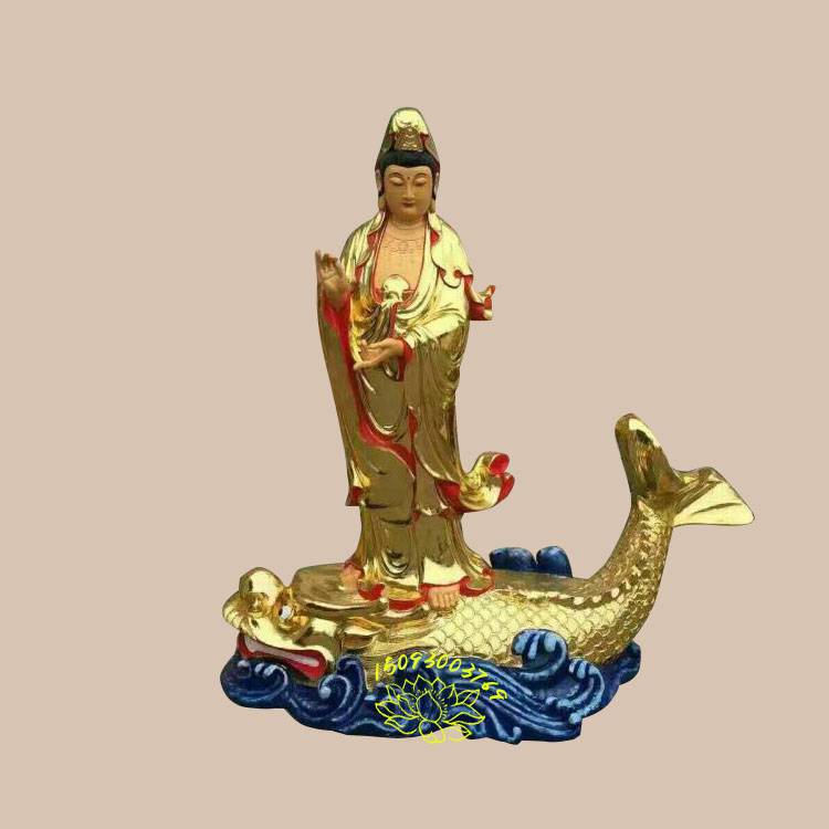 彩绘贴金鳌鱼观音菩萨娘娘神像厂家观音菩萨图片壁纸观音菩萨如何供奉