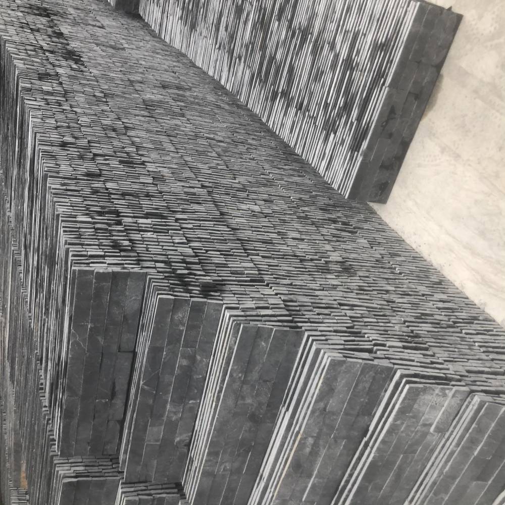 青石板墙砖天然仿古文化石组合板黑色流水板水幕墙室内外庭院墙砖