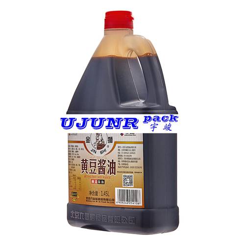 145l六必居黄豆酱油瓶全自动不干胶双侧面扁瓶贴标机