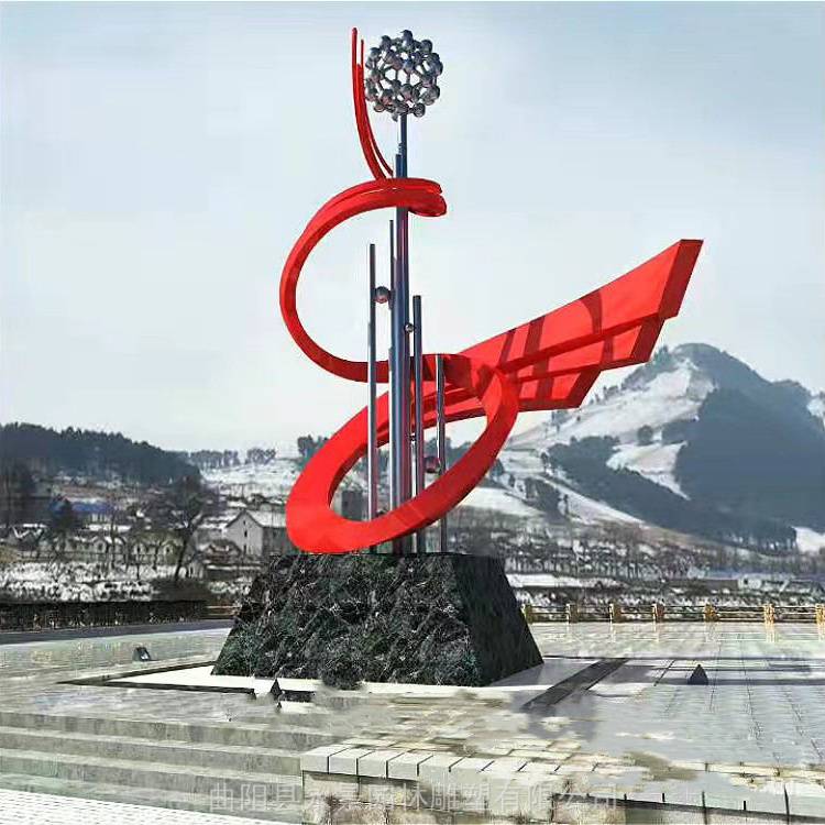 大型不锈钢圆环牌楼门头雕塑定制公园小区商场装饰摆件永景园林