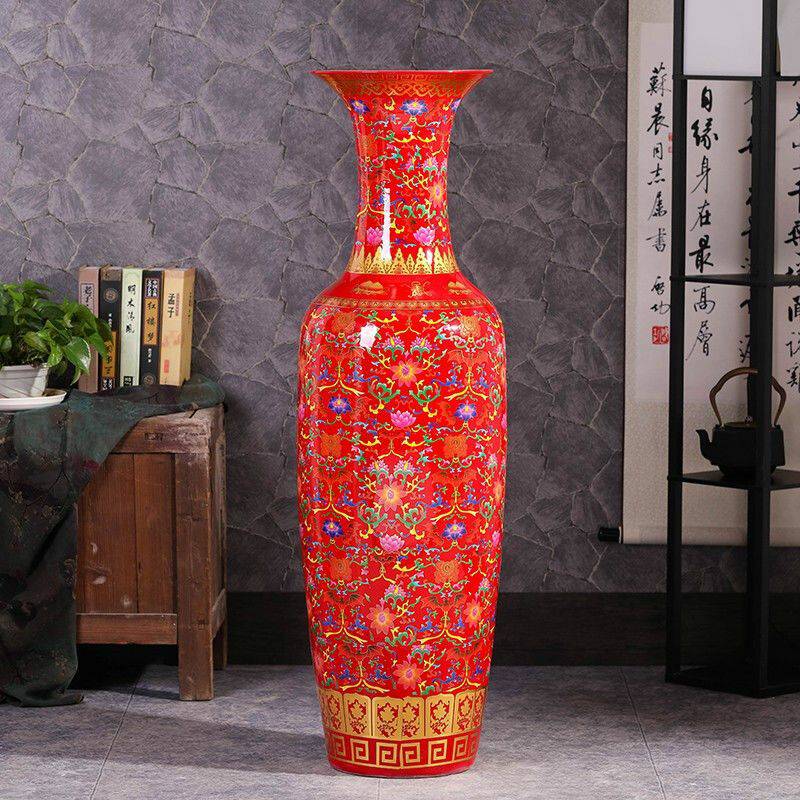 ⭐️美品⭐️大型中国景德镇花瓶 景德镇花瓶红大花瓶2米落地大花瓶中国红大花瓶- 供应商网