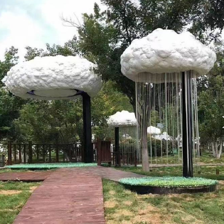 云朵雨帘水帘网红互动装置智能感应