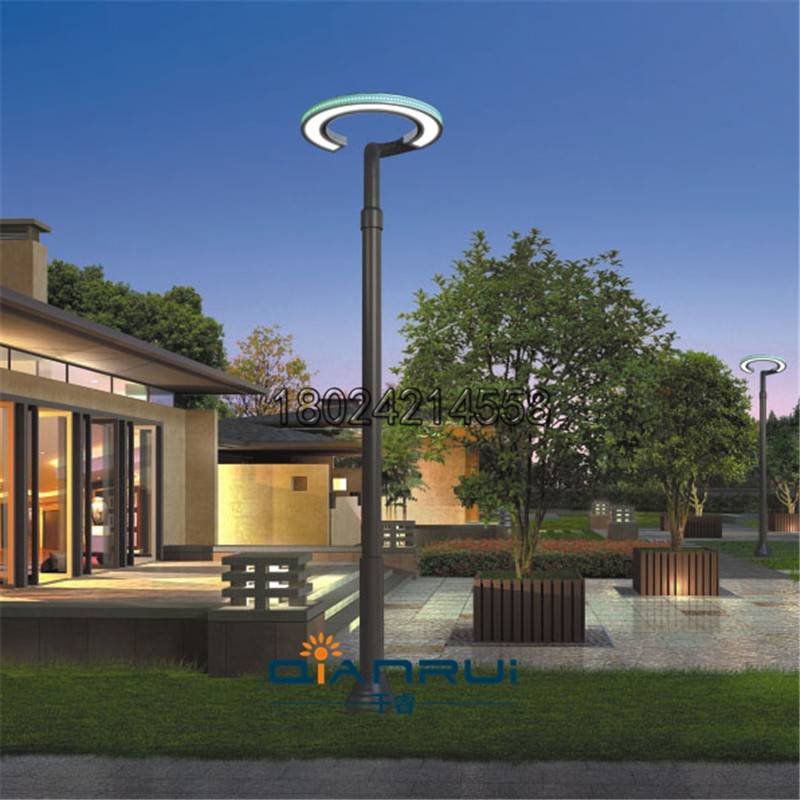 圆环灯头庭院灯现代简约落地灯别墅室外照明灯小区工程道路灯镀锌钢