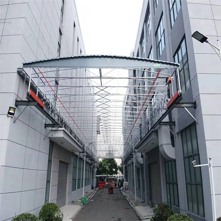 厂区过道电动移动伸缩雨棚活动双轨道鑫建华包上门安装