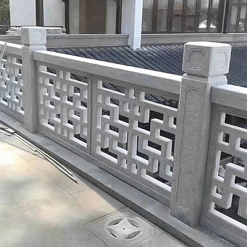 河堤河道石护栏汉白玉石雕栏杆上门安装