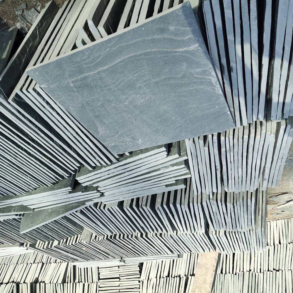 天然荷叶绿色板岩文化石石材地板广场庭院铺地砖300600mm图片