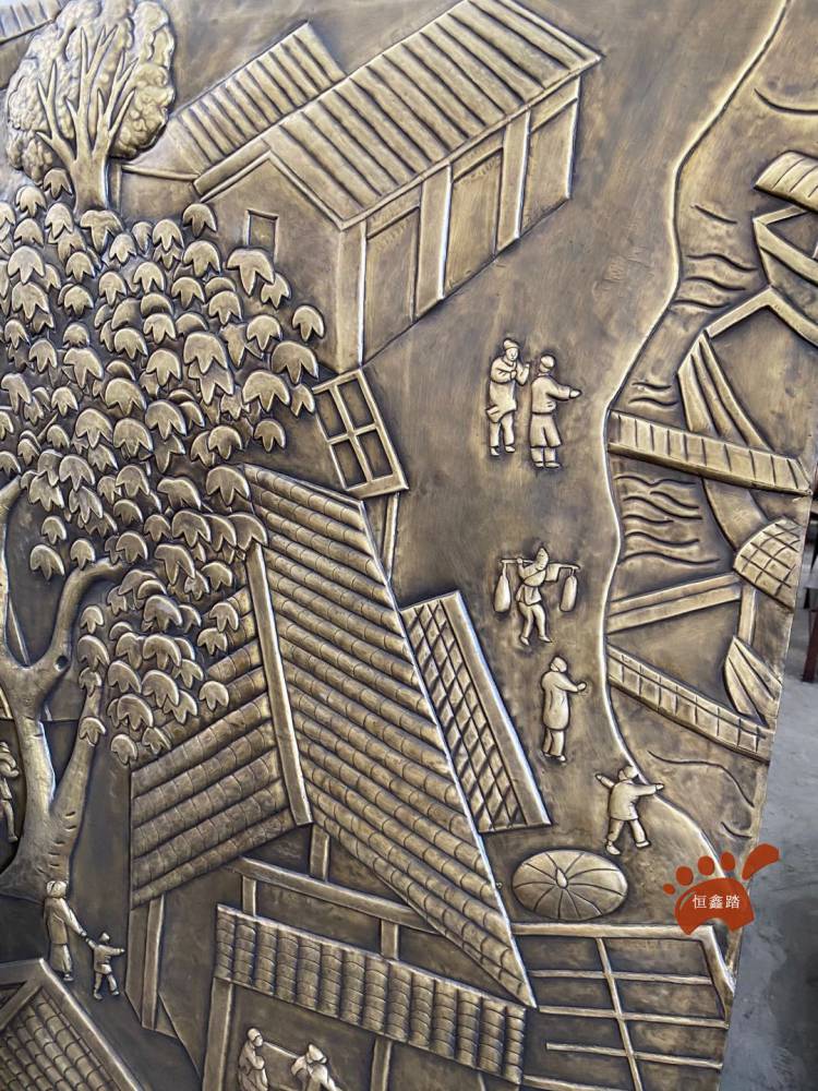手工锻造纯铜壁画清明上河图壁画立体浮雕背景墙壁画