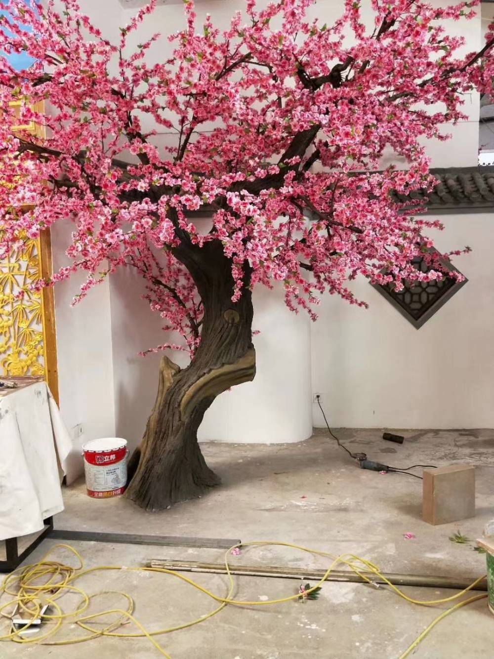 【假桃树枝装饰商场桃花树仿真桃花树批发假桃花树厂