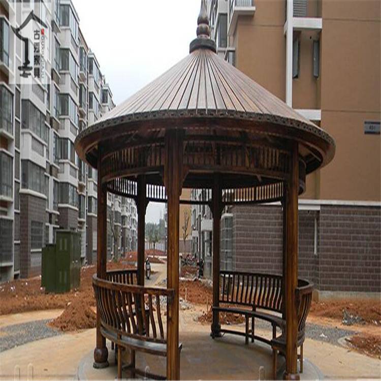 供应圆形景观凉亭景区木制圆形亭子斗笠防腐木欧式凉亭