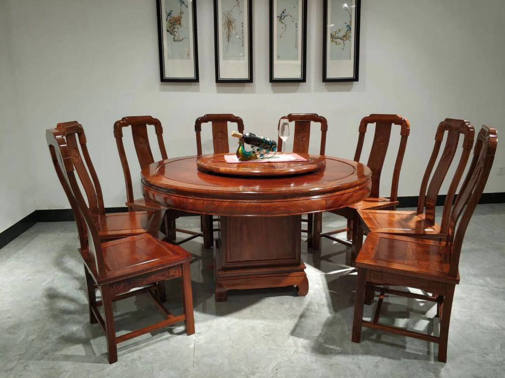 花梨木餐厅家具型号刺猬紫檀餐桌椅配套厂家价格 中国供应商