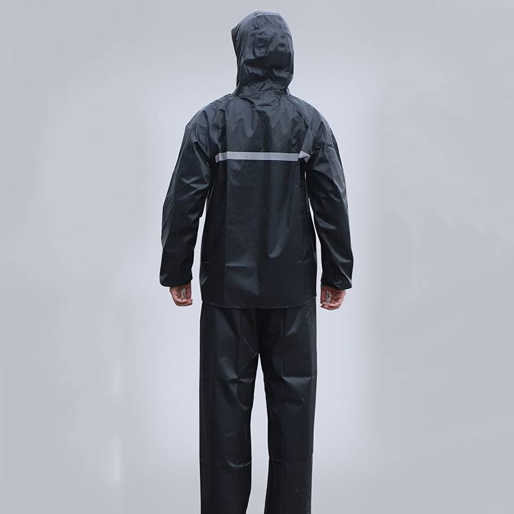 防汛雨衣防水救生雨衣黑色加厚牛津布雨衣分体反光式pu雨衣合盾