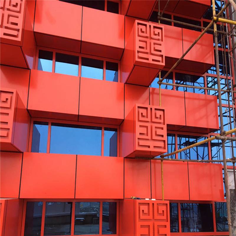 霍尔果斯中国文化馆外墙红色氟碳铝单板装饰