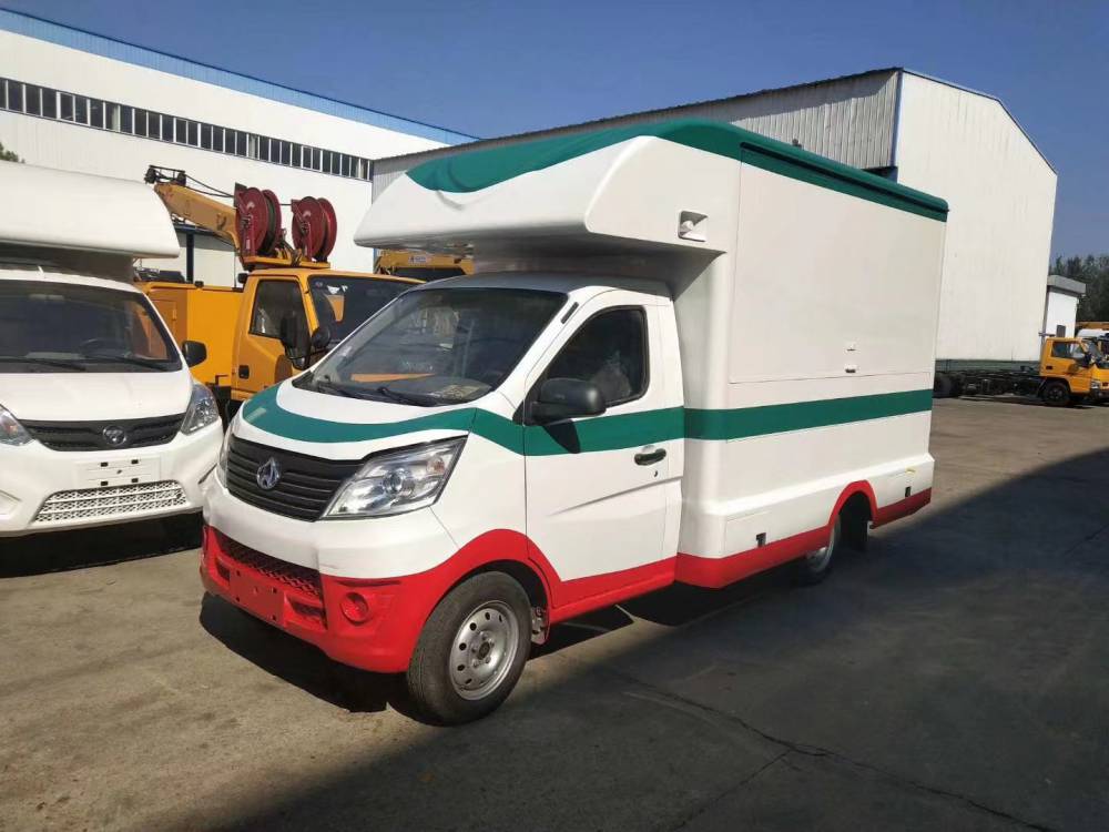 国六多功能售货车三面上翻展开门多用途流动售货车图片