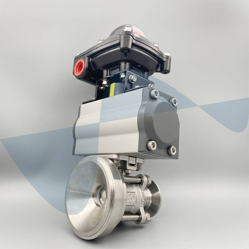 伟恒流体卫生级不锈钢气动三片式全包无滞留罐底球阀放料阀配信号反馈