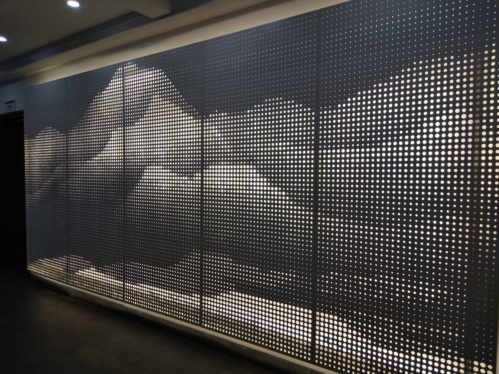 山水画穿孔铝单板门头幕墙艺术冲孔铝单板定制厂家图片