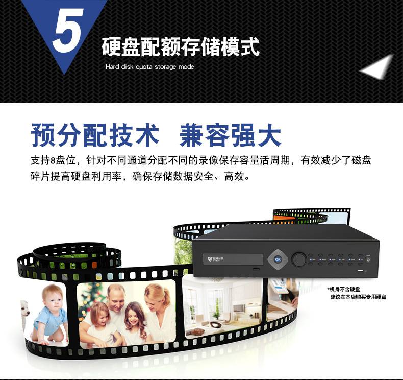 巨峰h265硬盘录像机jfnvr8032kqe8盘位双网口双hidm高清500万视频监控