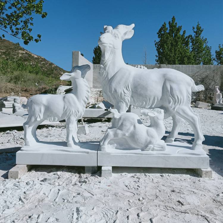 石雕动物羊汉白玉石雕羊雕刻羊雕塑定制雕刻羊英翰雕塑