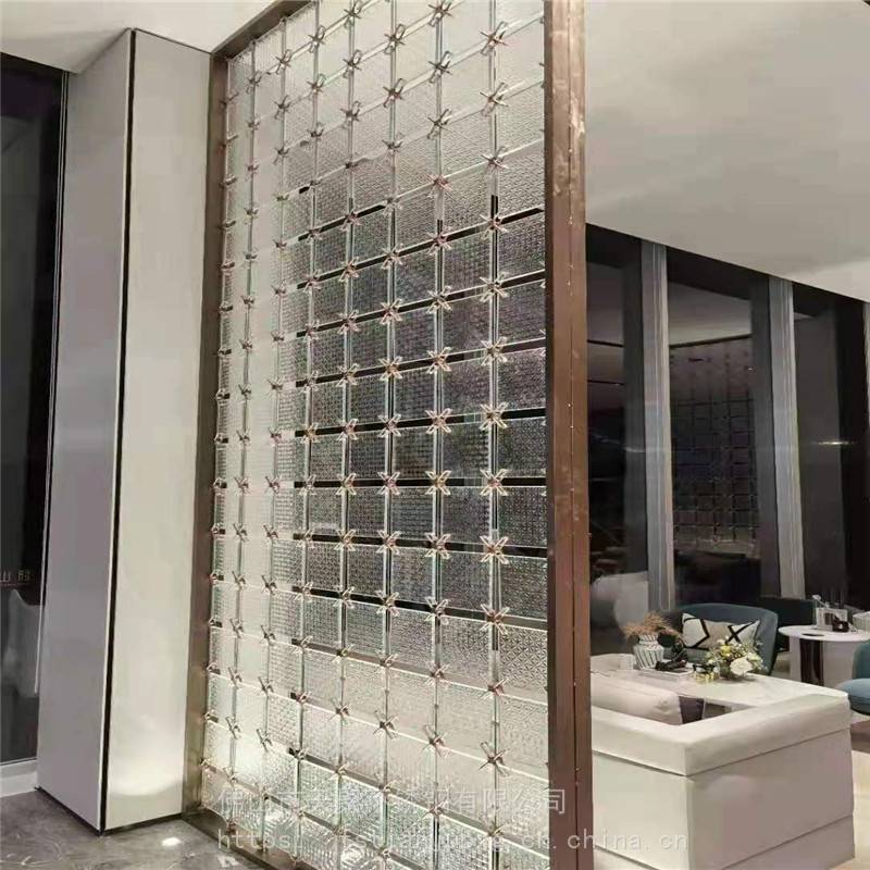 洗手台隔断现代简约入户置物玄关装饰餐客厅分隔金属水晶玻璃屏风图片