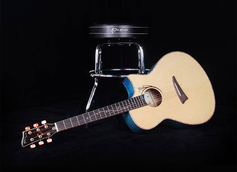 吉他厂abeni阿班尼41寸ga桶尖角亮光面单木吉他鹿途蓝款民谣吉他手