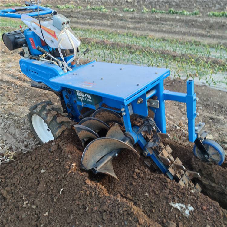 手扶式挖沟机柴油链条开沟机慧晨地埋管自走式挖槽机图片