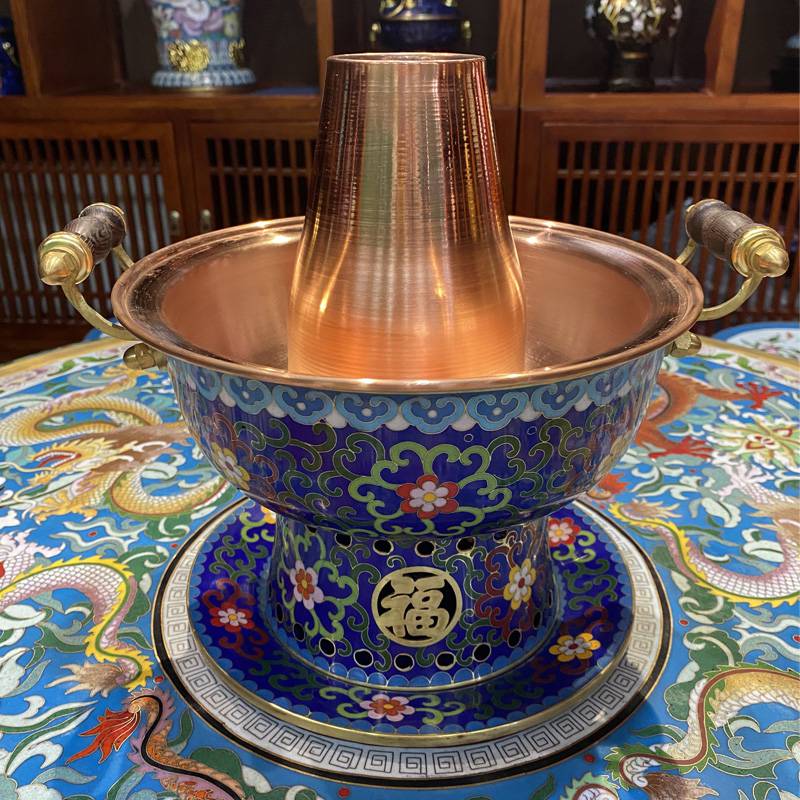 新京熹景泰蓝单人酒精锅景泰蓝小火锅一人一位小火锅景泰蓝单人锅