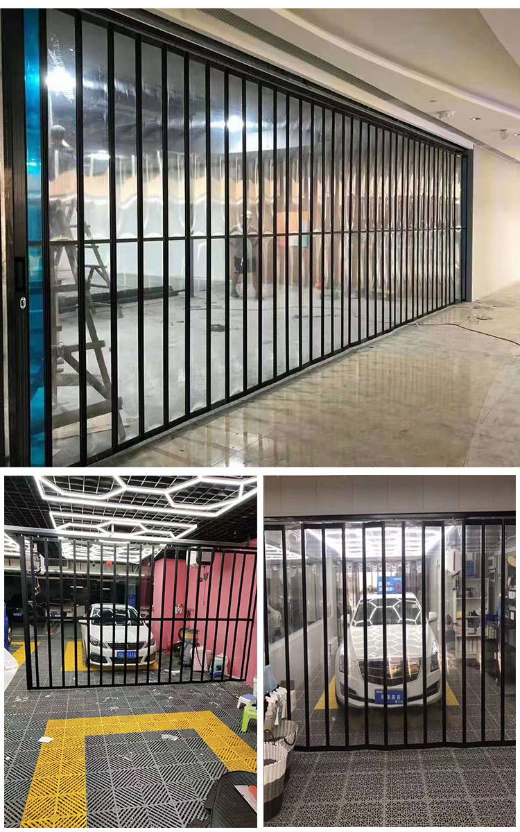 深圳折叠门厂家批发供应水晶折叠门商场汽车美店透明弧形横向推拉门