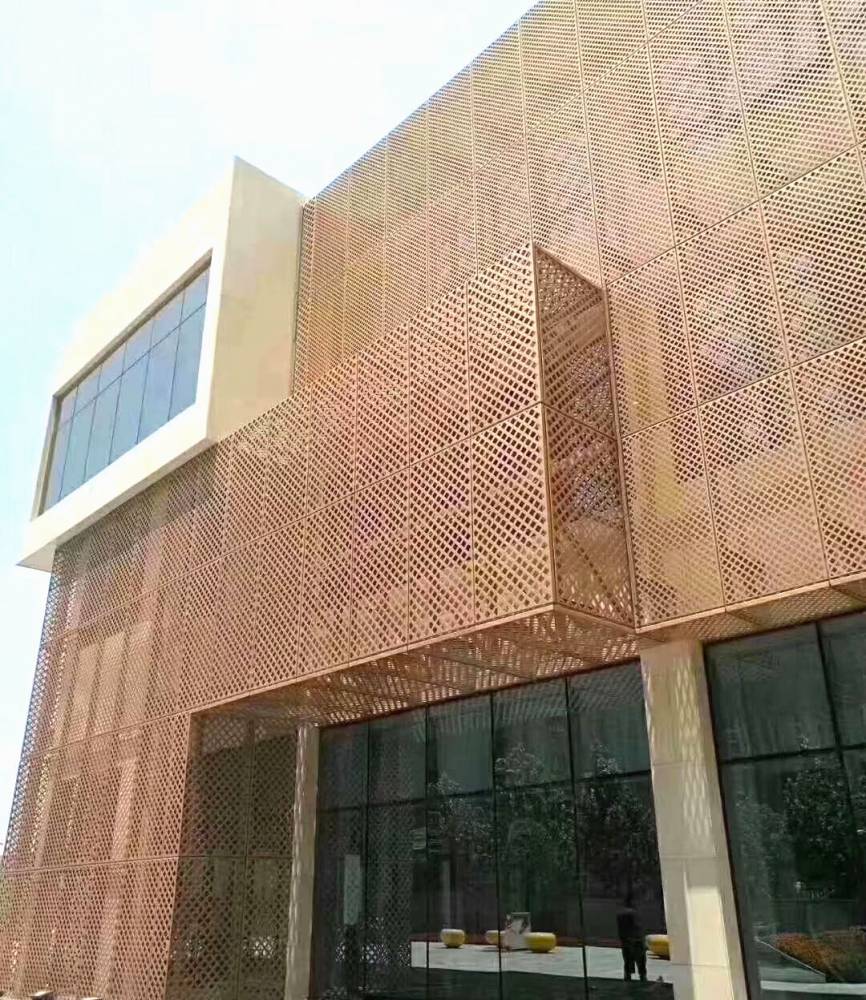 商场外墙装饰造型抗腐蚀香槟色弧形铝单板香槟金铝单板的价格铝单板