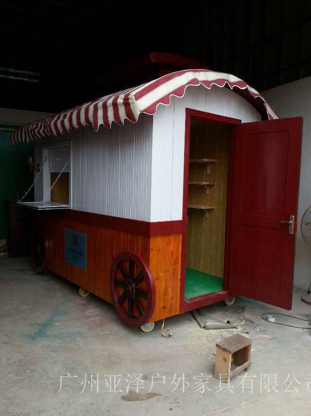 麦当劳甜筒售卖亭 防腐木售货车 河北廊坊 步行街广场小吃售卖亭定制