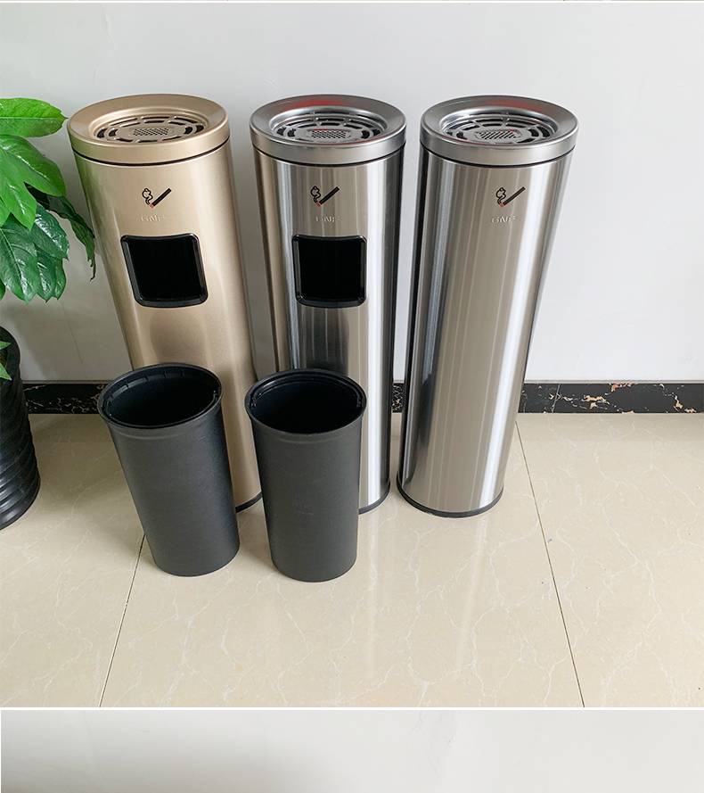 烟灰桶立式不锈钢烟灰柱户外公共吸烟烟灰筒烟蒂烟头收集器垃圾桶