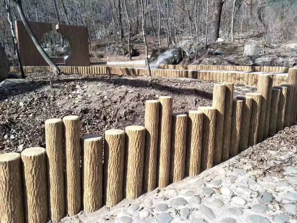 天艺模具直径15公分仿树皮桩模具护岸桩景观水泥树皮护栏水泥仿木栏杆