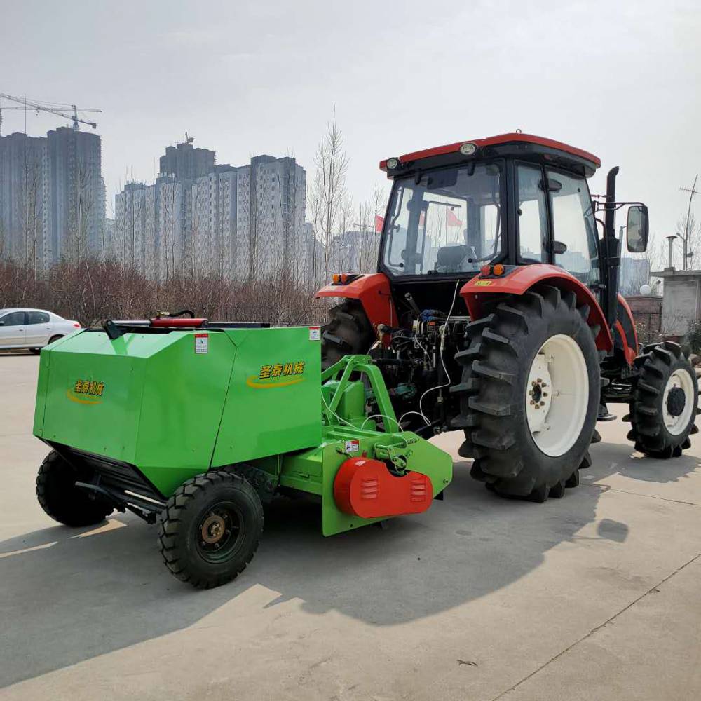 拖拉机带秸秆打捆机麻绳青贮秸秆打包机小型圣泰国补机器