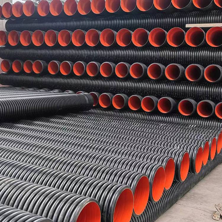 中雄200mmsn8双壁波纹管大口径波纹钢带管耐酸碱