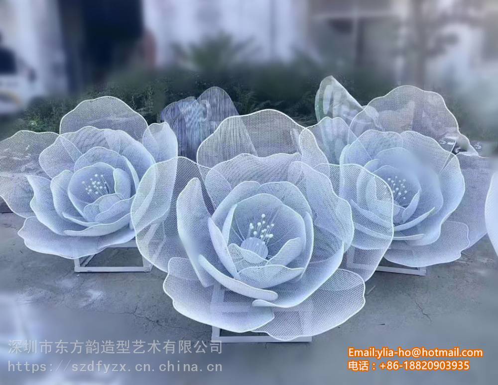 专业不锈钢玫瑰花雕塑/不锈钢镂空花雕塑/花卉雕塑玻璃钢设计与制作