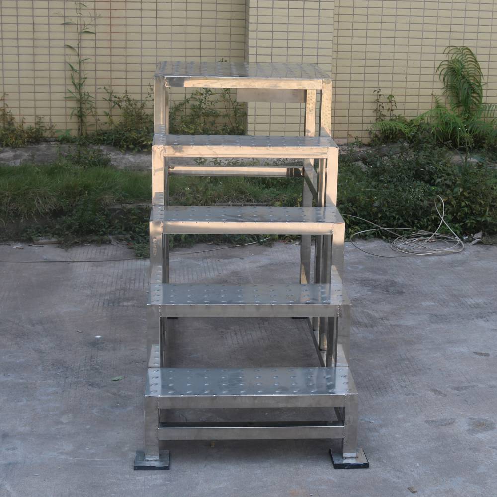 不锈钢工业踏步登高梯防滑踏台仓库登高车取货梯车间平台梯凳