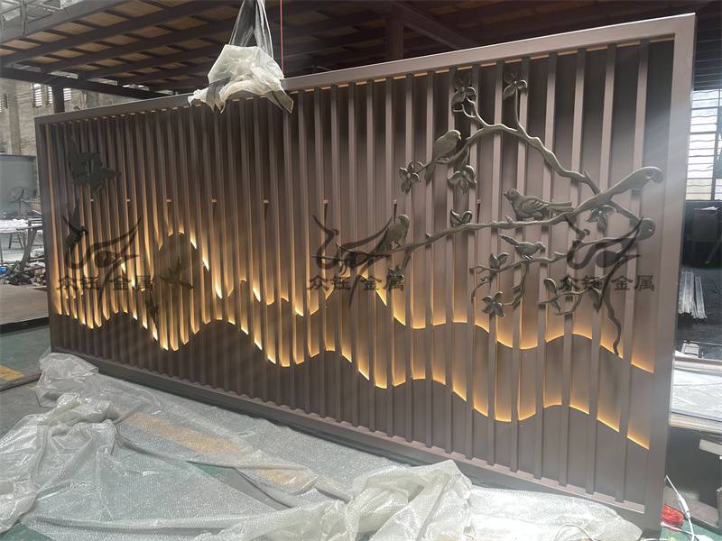户外文化背景墙格栅景墙不锈钢管焊接山形屏风