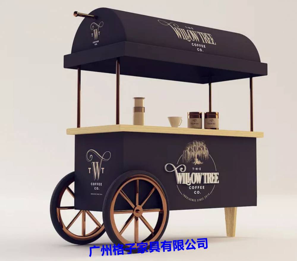 商业街贩卖花车卡通火车造型美食亭广场移动商铺