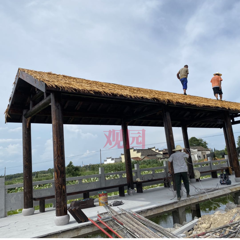 乡村长廊盖茅草长廊小青瓦长廊金华长廊上门安装