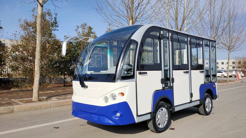 金盾8座全封闭观光车西安电动观光车景区公园观光巡逻车