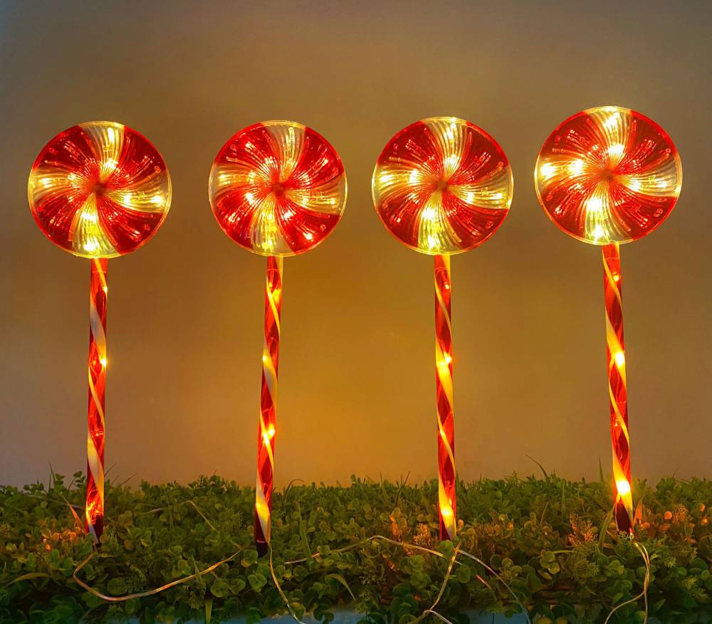 太阳能糖果灯户外防水led圣诞节日装饰灯棒棒糖造型地插灯