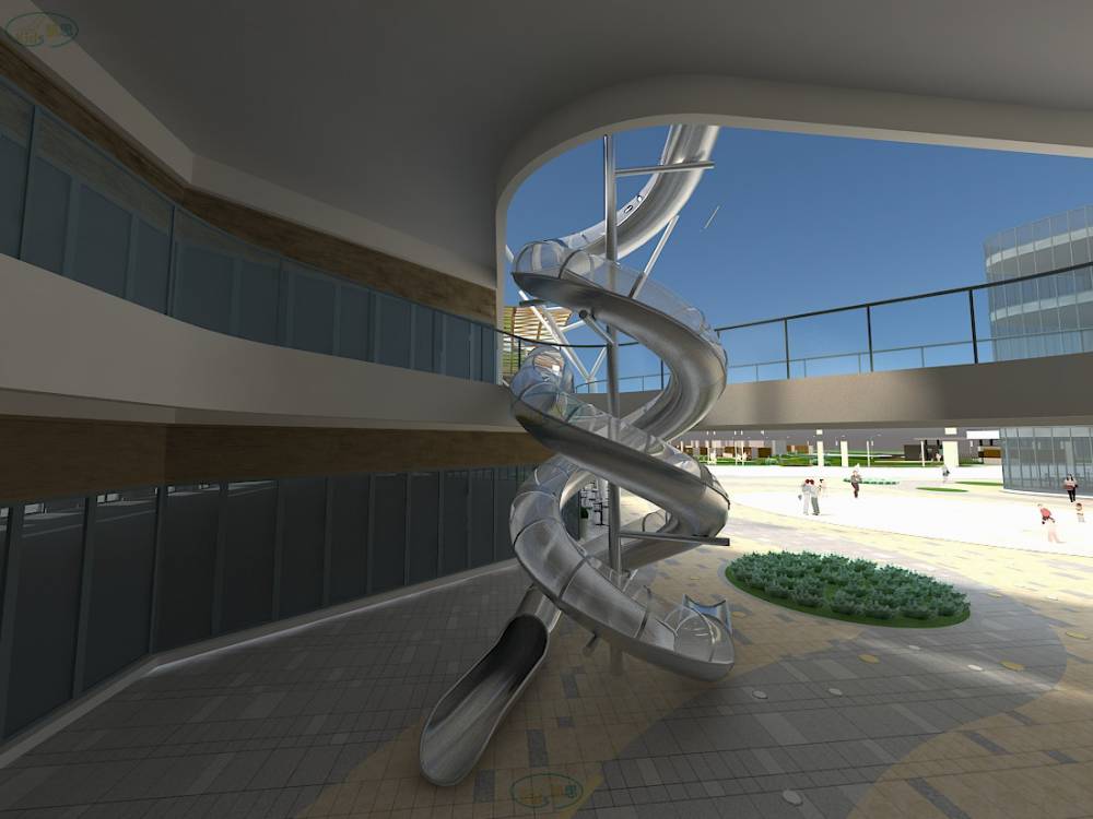 商场室内不锈钢透明螺旋滑梯逃生通道滑梯儿童游乐设施儿童乐园设备