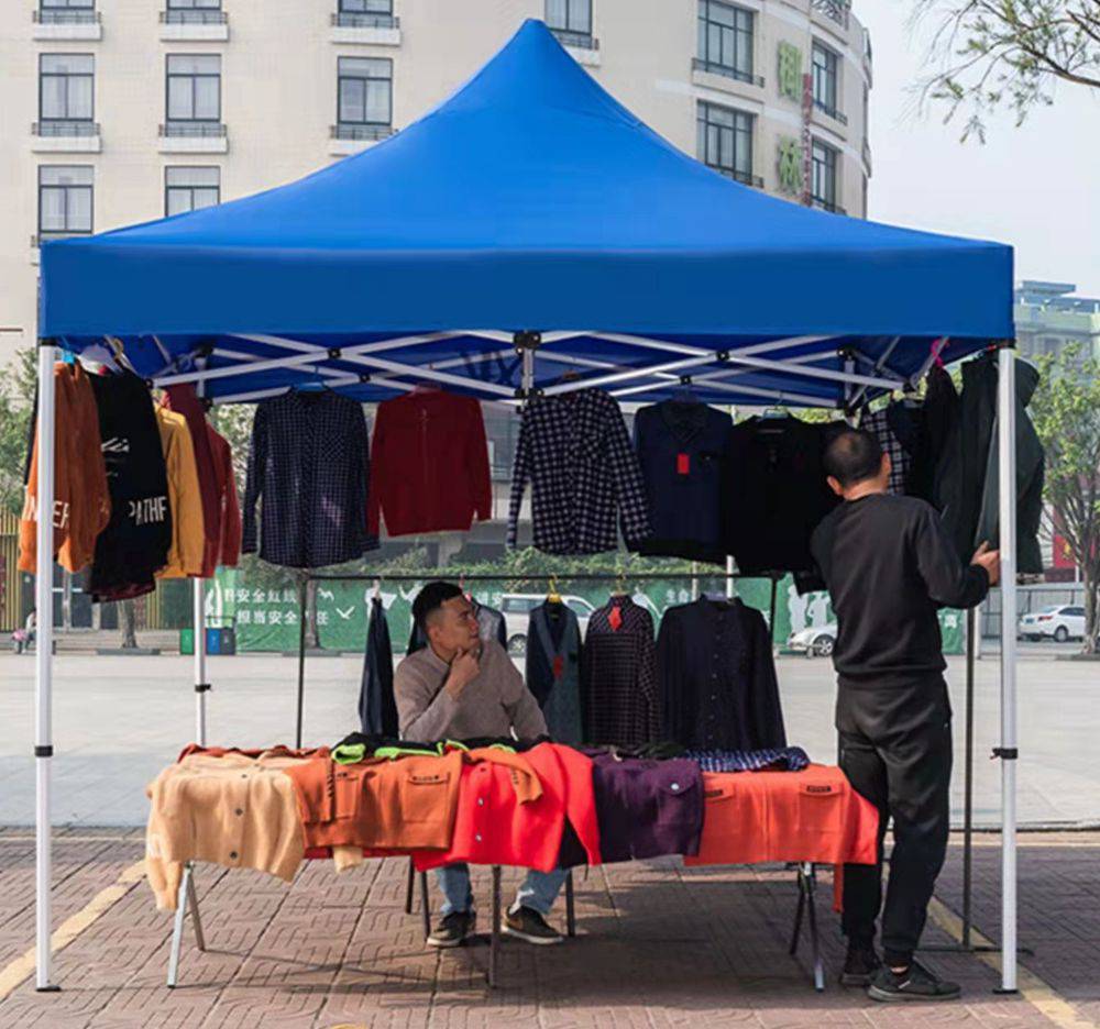 集市摆摊遮阳蓬地推四脚帐篷定做可伸缩遮阳帐篷加粗加重迷彩帐篷