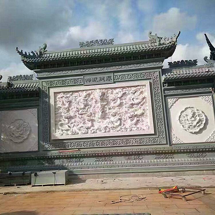 别墅小区石头雕刻祥云照壁墙面浮雕大理石雕刻龙