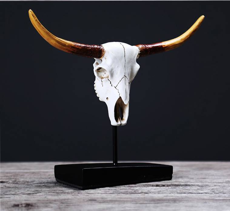 复古创意礼品树脂仿真动物牛头骨家居装饰用品树脂牛骨头工艺品摆件