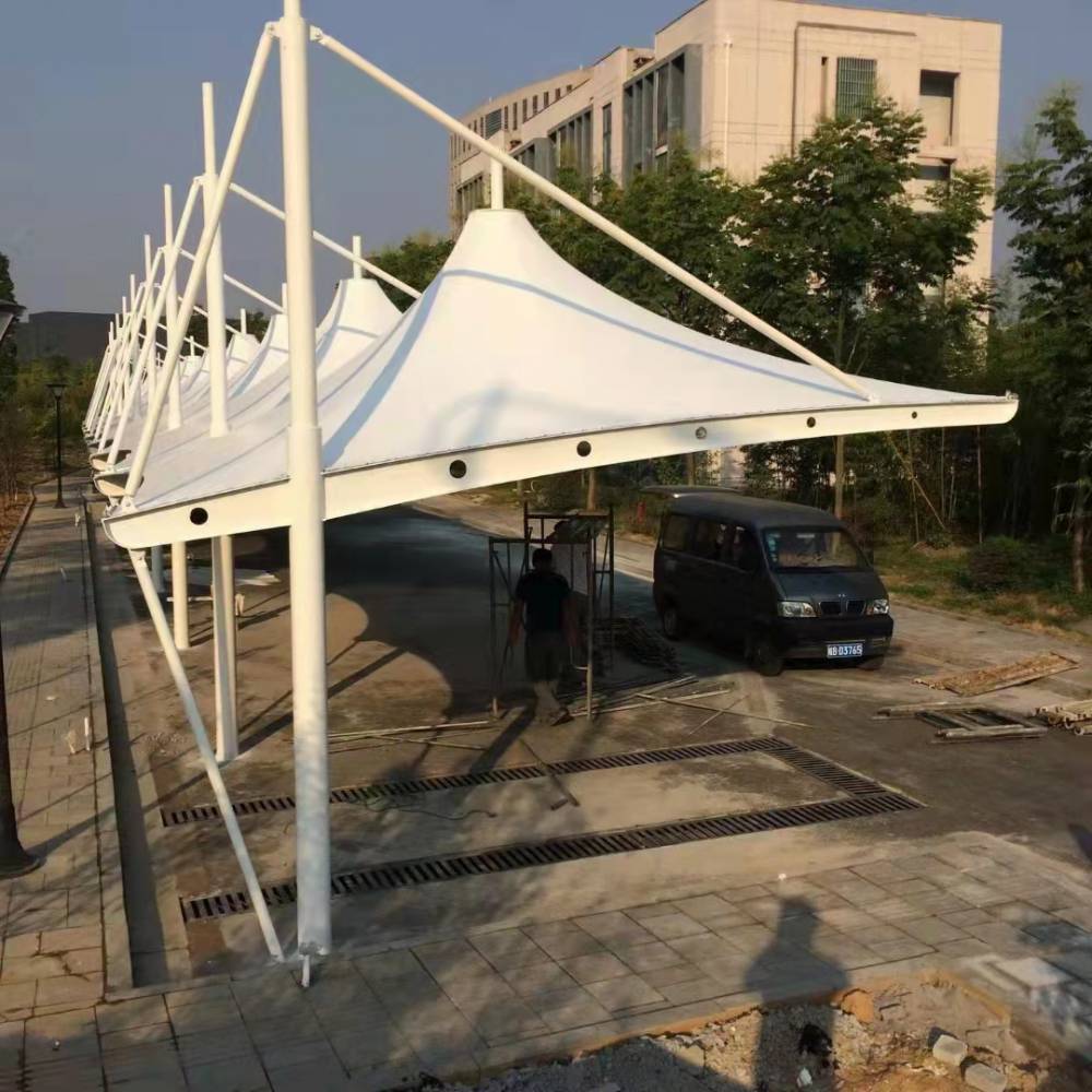遮阳景观张拉膜停车棚公交车充电站停车棚学校膜结构自行车棚