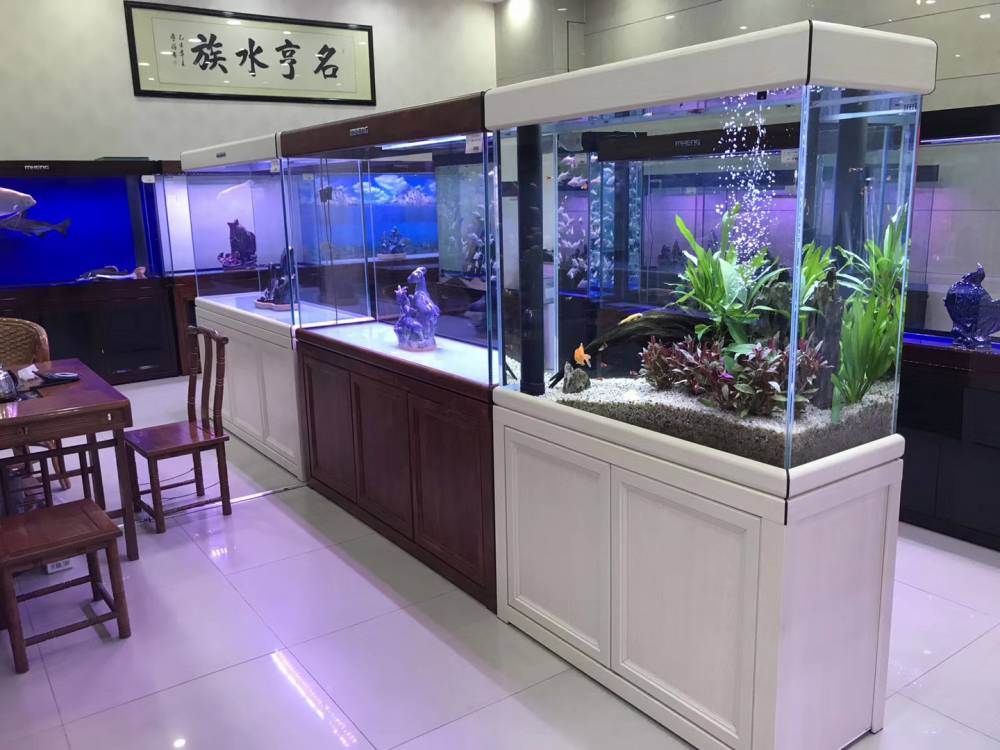 焦作鱼缸来名亨水族成品超白玻璃鱼缸定制12米生态水族箱