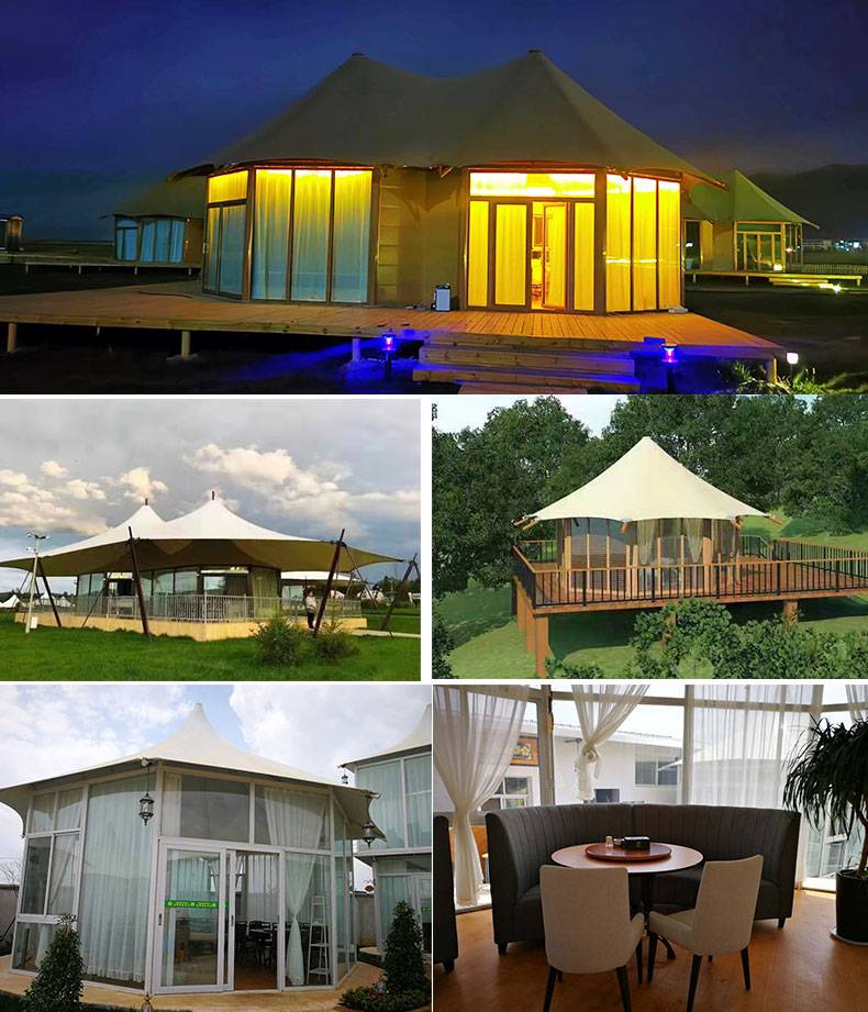 膜结构民宿篷房贝壳款式户外露营酒店膜结构酒店帐篷舒适空间