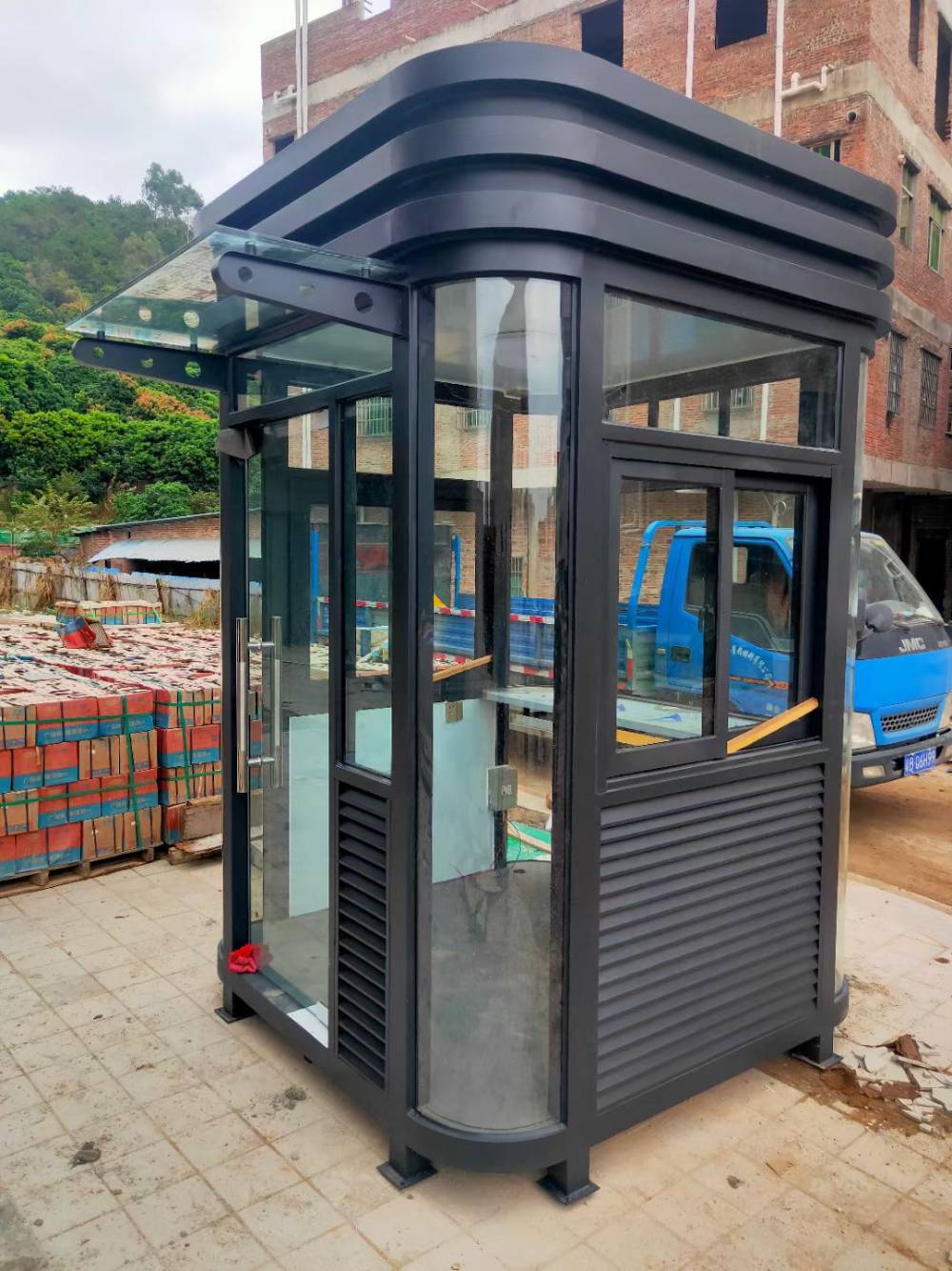 保安亭不锈钢治安岗亭钢结构艺术岗亭停车场岗亭