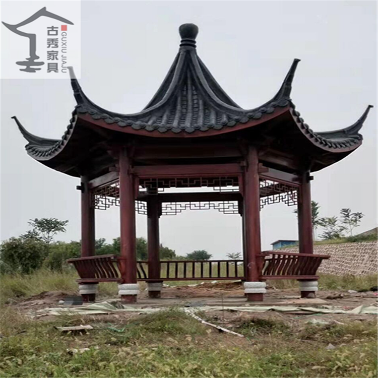 仿古中式重檐亭子 双层古典防腐木凉亭图片大全 - 广州市古