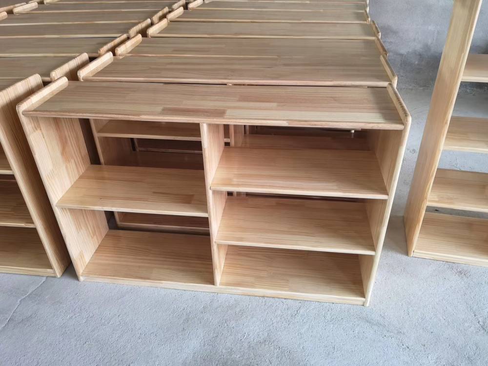 樟子松幼儿园竖五格柜书包柜儿童储放玩具柜卡通家具