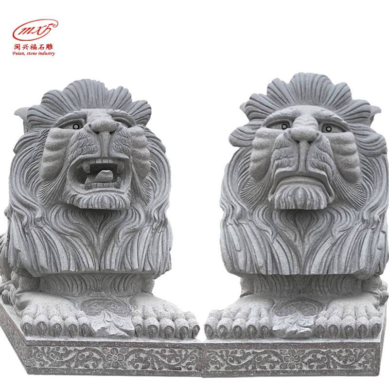 石材定制花岗岩港币狮爬式石雕石狮子青石蹲式雄狮雕刻